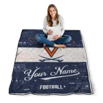 personalized virginia cavaliers hibiscus burst blue white quilt blanket best selling