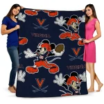 personalized virginia cavaliers mickey football blue quilt blanket best selling