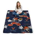 personalized virginia cavaliers mickey football blue quilt blanket best selling