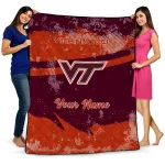 personalized virginia tech hokies brushstroke layers maroon quilt blanket best selling