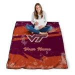 personalized virginia tech hokies brushstroke layers maroon quilt blanket best selling