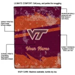 personalized virginia tech hokies brushstroke layers maroon quilt blanket best selling