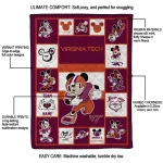 personalized virginia tech hokies mickey crimson maroon white quilt blanket best selling