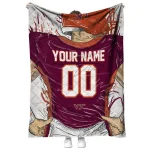 personalized virginia tech hokies player sketch maroon gray quilt blanket best selling