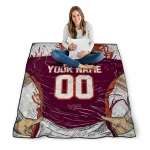 personalized virginia tech hokies player sketch maroon gray quilt blanket best selling