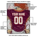 personalized virginia tech hokies player sketch maroon gray quilt blanket best selling