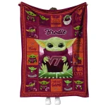 personalized virginia tech hokies yody baby pattern maroon quilt blanket best selling