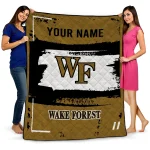 personalized wake forest demon deacons grunge patch gold white quilt blanket best selling