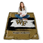 personalized wake forest demon deacons grunge patch gold white quilt blanket best selling