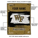 personalized wake forest demon deacons grunge patch gold white quilt blanket best selling