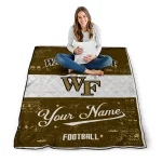 personalized wake forest demon deacons hibiscus burst gold white quilt blanket best selling