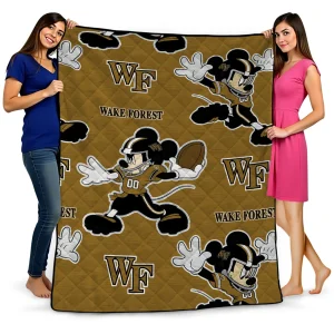 personalized wake forest demon deacons mickey football gold quilt blanket best selling
