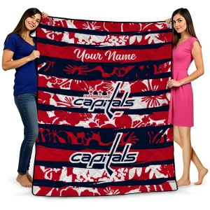 personalized washington capitals layered florals blue white quilt blanket best selling