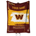 personalized washington commanders grunge patch burgundy white quilt blanket best selling