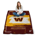personalized washington commanders grunge patch burgundy white quilt blanket best selling