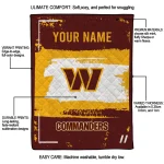 personalized washington commanders grunge patch burgundy white quilt blanket best selling