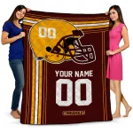 personalized washington commanders helmet theme burgundy quilt blanket best selling