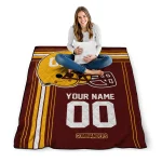 personalized washington commanders helmet theme burgundy quilt blanket best selling