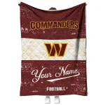 personalized washington commanders hibiscus burst burgundy white quilt blanket best selling