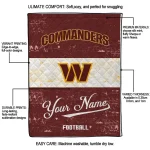 personalized washington commanders hibiscus burst burgundy white quilt blanket best selling