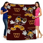 personalized washington commanders mickey football burgundy quilt blanket best selling