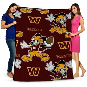 personalized washington commanders mickey football burgundy quilt blanket best selling