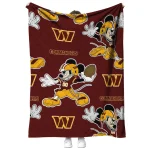 personalized washington commanders mickey football burgundy quilt blanket best selling