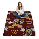 personalized washington commanders mickey football burgundy quilt blanket best selling