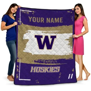 personalized washington huskies grunge patch purple white quilt blanket best selling