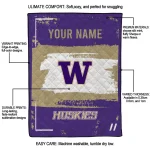 personalized washington huskies grunge patch purple white quilt blanket best selling