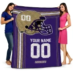 personalized washington huskies helmet theme purple quilt blanket best selling
