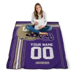 personalized washington huskies helmet theme purple quilt blanket best selling