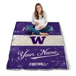 personalized washington huskies hibiscus burst purple white quilt blanket best selling