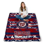 personalized washington nationals layered florals red white quilt blanket best selling
