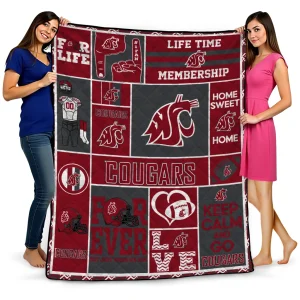 personalized washington state cougars helmet passion crimson quilt blanket best selling