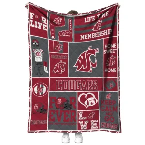 personalized washington state cougars helmet passion crimson quilt blanket fashion forward