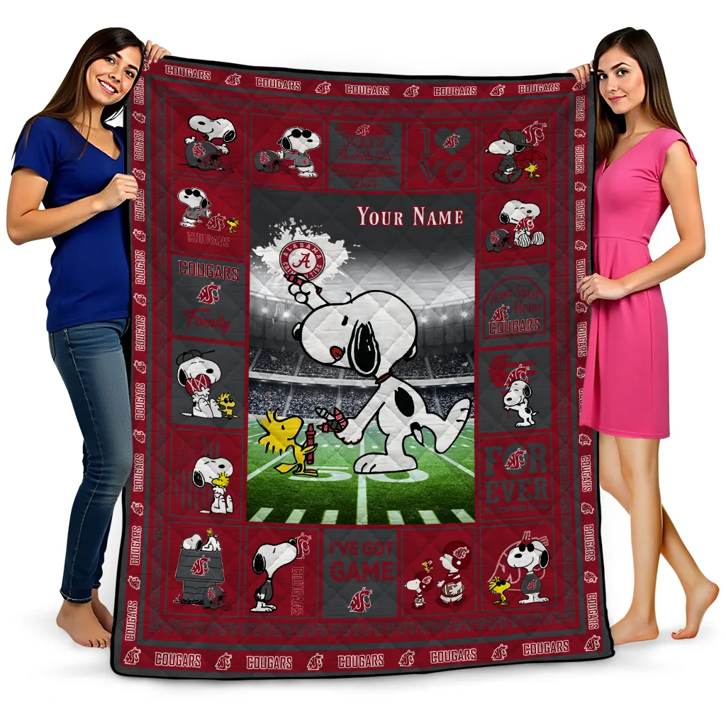 personalized washington state cougars snoopy coach crimson quilt blanket best selling personalized washington state cougars snoopy coach crimson quilt blanket best selling