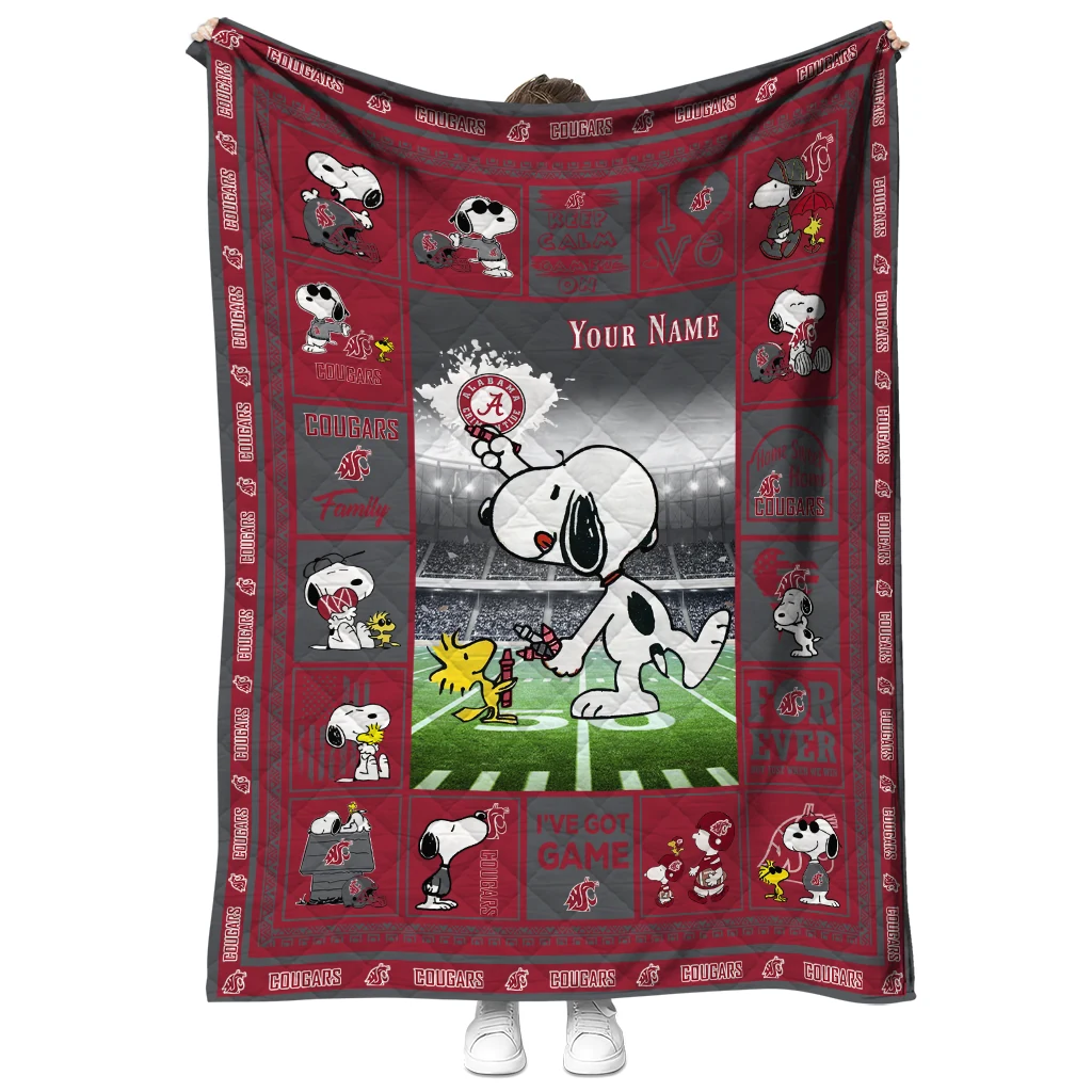 personalized washington state cougars snoopy coach crimson quilt blanket fashion forward personalized washington state cougars snoopy coach crimson quilt blanket fashion forward