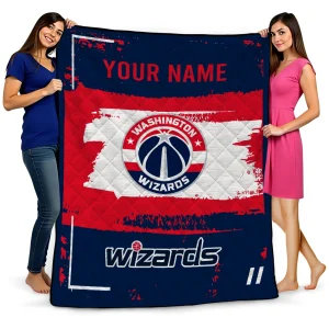 personalized washington wizards grunge patch blue white quilt blanket best selling