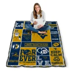 personalized west virginia mountaineers helmet passion blue quilt blanket best selling