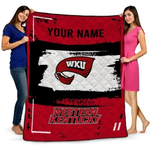 personalized western kentucky hilltoppers grunge patch red white quilt blanket best selling