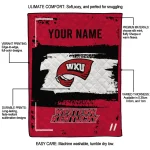 personalized western kentucky hilltoppers grunge patch red white quilt blanket best selling