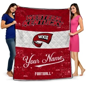 personalized western kentucky hilltoppers hibiscus burst red white quilt blanket best selling