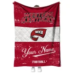 personalized western kentucky hilltoppers hibiscus burst red white quilt blanket best selling
