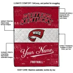 personalized western kentucky hilltoppers hibiscus burst red white quilt blanket best selling