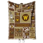 personalized western michigan broncos helmet passion brown quilt blanket best selling