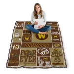 personalized western michigan broncos helmet passion brown quilt blanket best selling
