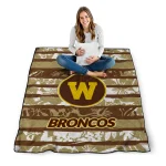 personalized western michigan broncos layered florals brown white quilt blanket best selling