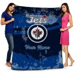 personalized winnipeg jets brushstroke layers blue quilt blanket best selling