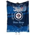 personalized winnipeg jets brushstroke layers blue quilt blanket best selling